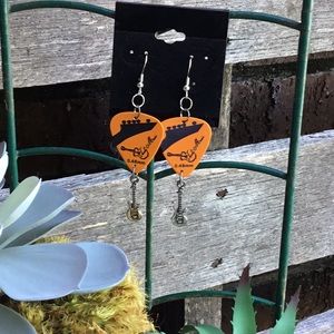 Orange with guitar charms earrings